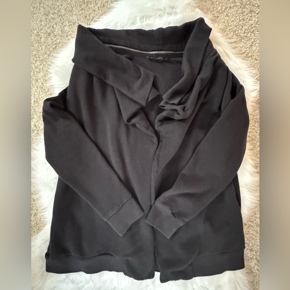 AllSaints size M Dahlia Drape Black Open Front Cardigan - Picture 4 of 10